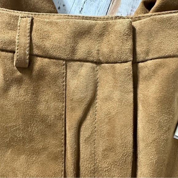 Eleventy Platinum Leather Suede Straight Leg Pants Size US 2 EU 40 Camel Brown - Picture 10 of 12